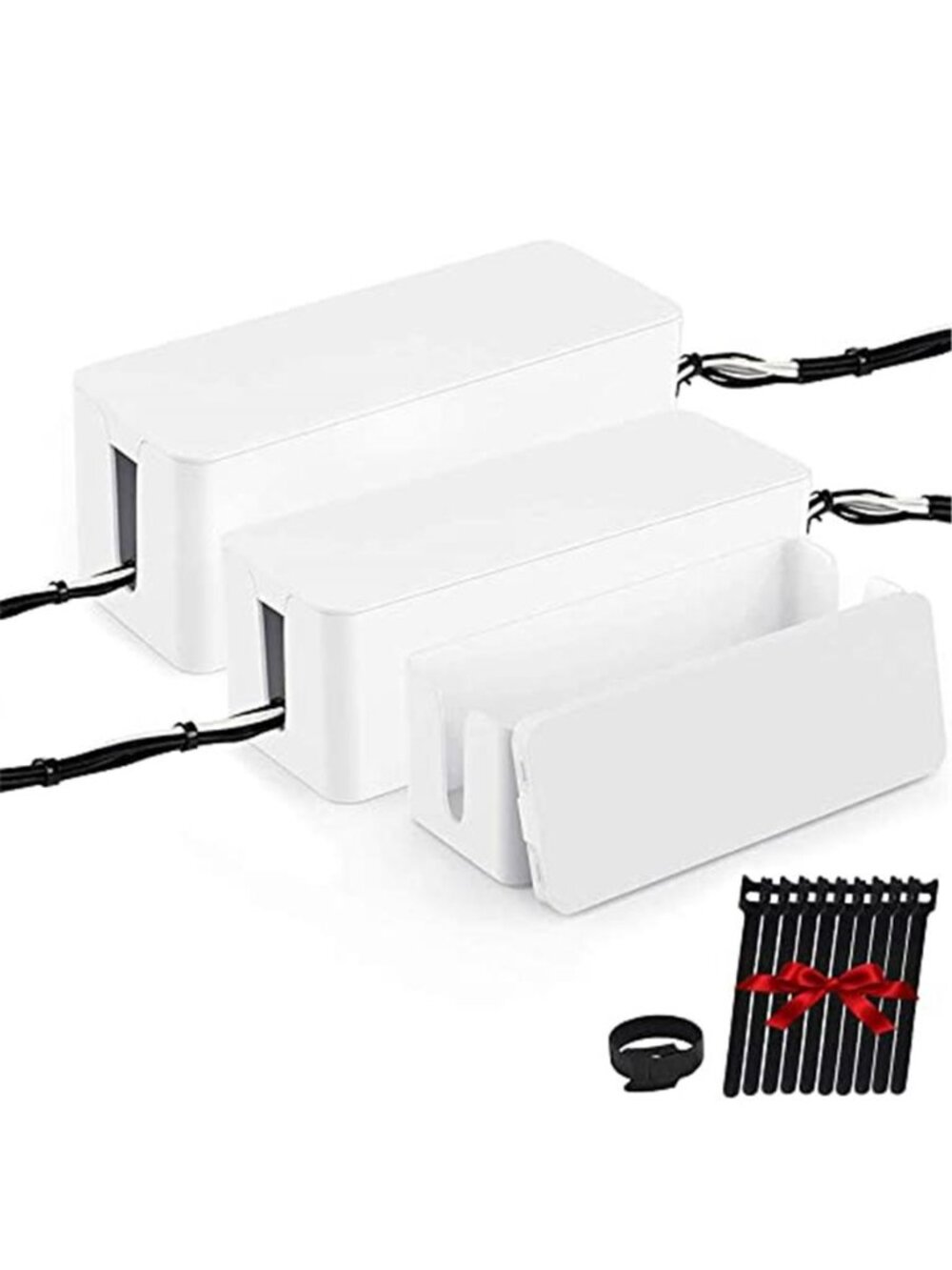 Cable Management Box Cord Organizer Power Strip Cover Wire Storage Set
